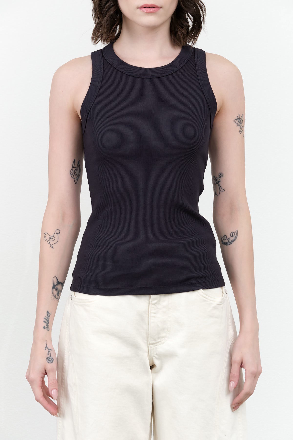 Rib Tank by B Sides Jeans in Marine Overdye