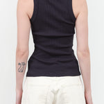 Ribbed Racerback Tank Top in Marine Overdye Navy by B Sides Jeans Designer Brand