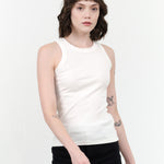 B Sides Jeans Rib Tank in Snow White