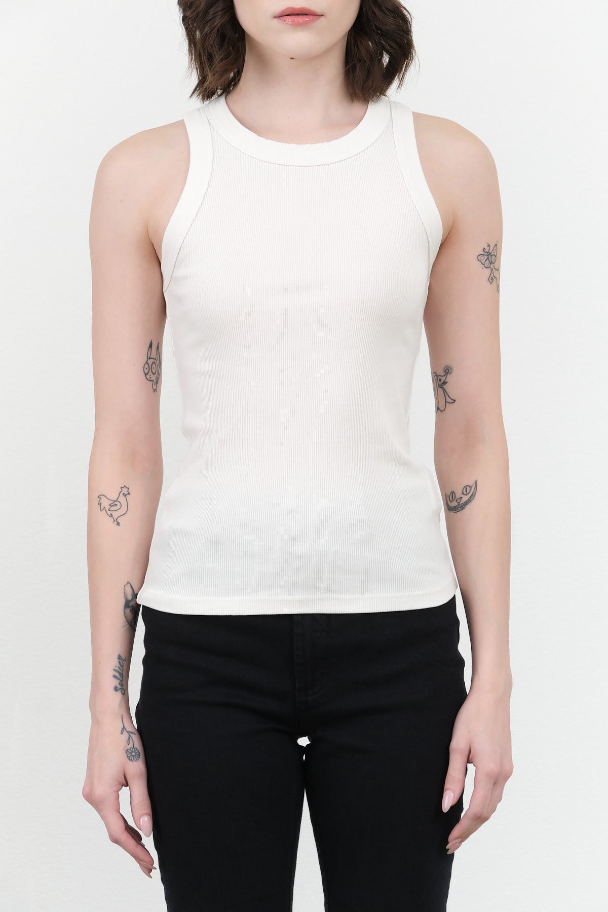 Rib Tank by B Sides Jeans in Snow White