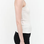 B Sides Jeans Designer Rib Racerback Tank Top in Daphne Snow White