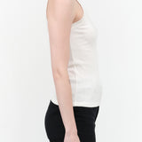 B Sides Jeans Designer Rib Racerback Tank Top in Daphne Snow White