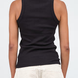 B Sides Jeans Brand Rib Racerback Tank Top in Stil Black