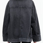 B Sides Jeans Designer Brand Stil Black Denim Button Up Stadium Jacket with Removable Fur Collar