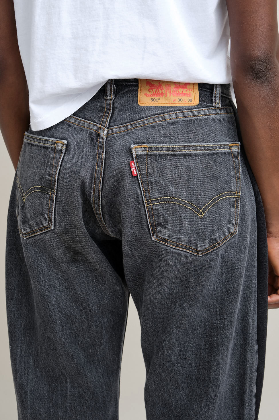 Back pockets on Lasso Jean Rework in Vintage Black Mix