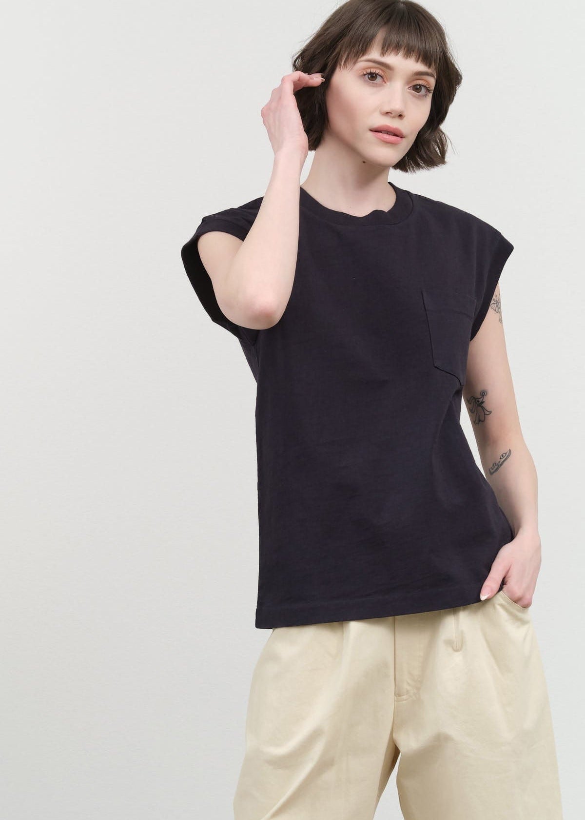 B Sides Jeans Apparel Womens Tees Pocket Tank in Marine Overdye Marine Overdye / XSmall