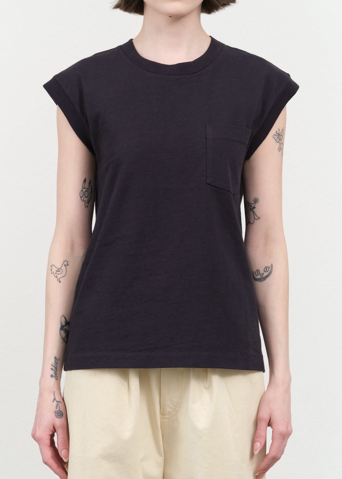 B Sides Jeans Apparel Womens Tees Pocket Tank in Marine Overdye