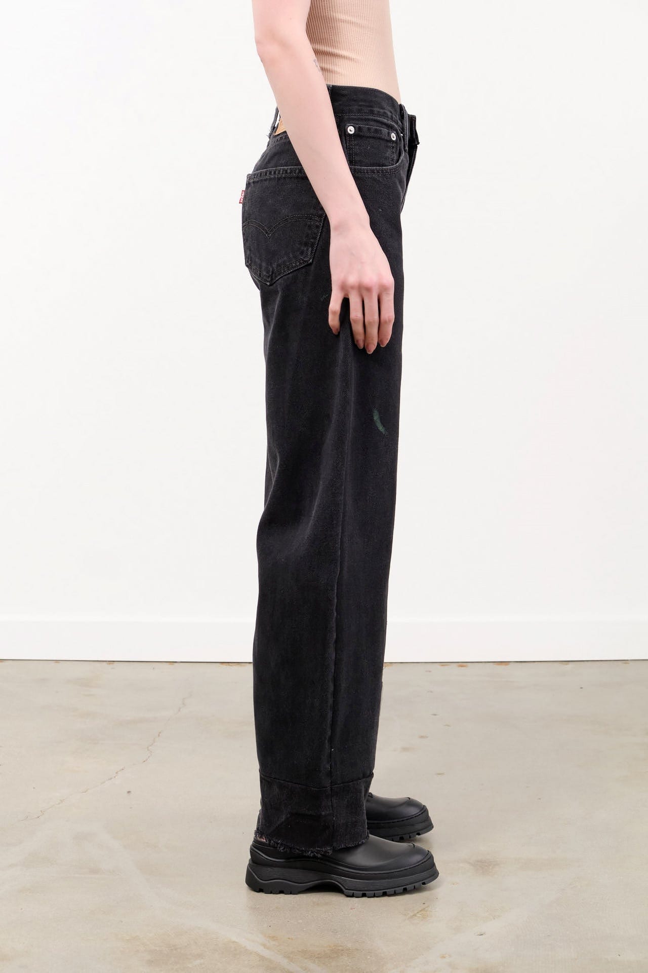 B Sides Jeans Apparel Womens Denim Vintage Reworked Culotte in Vintage Black