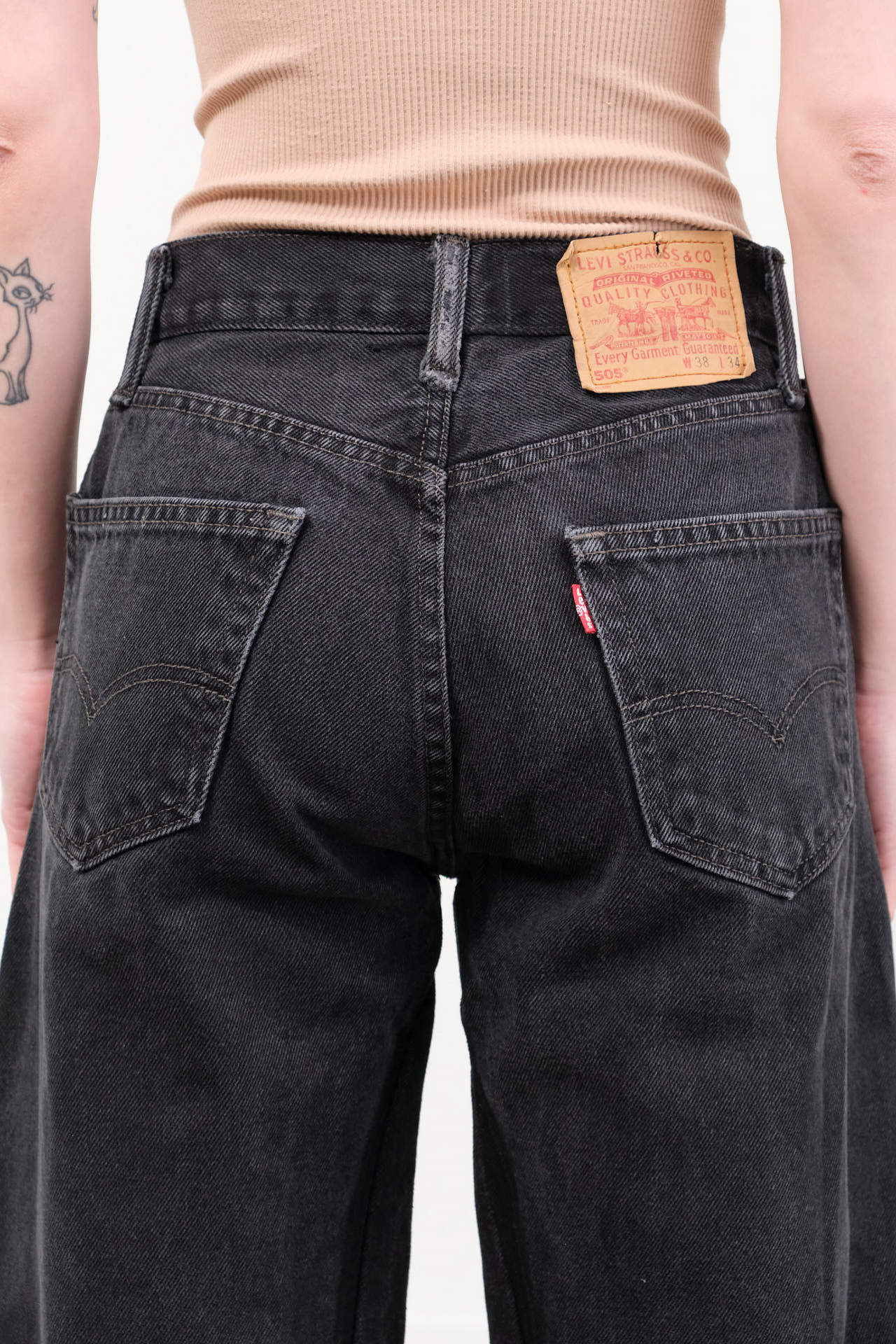 B Sides Jeans Apparel Womens Denim Vintage Reworked Culotte in Vintage Black