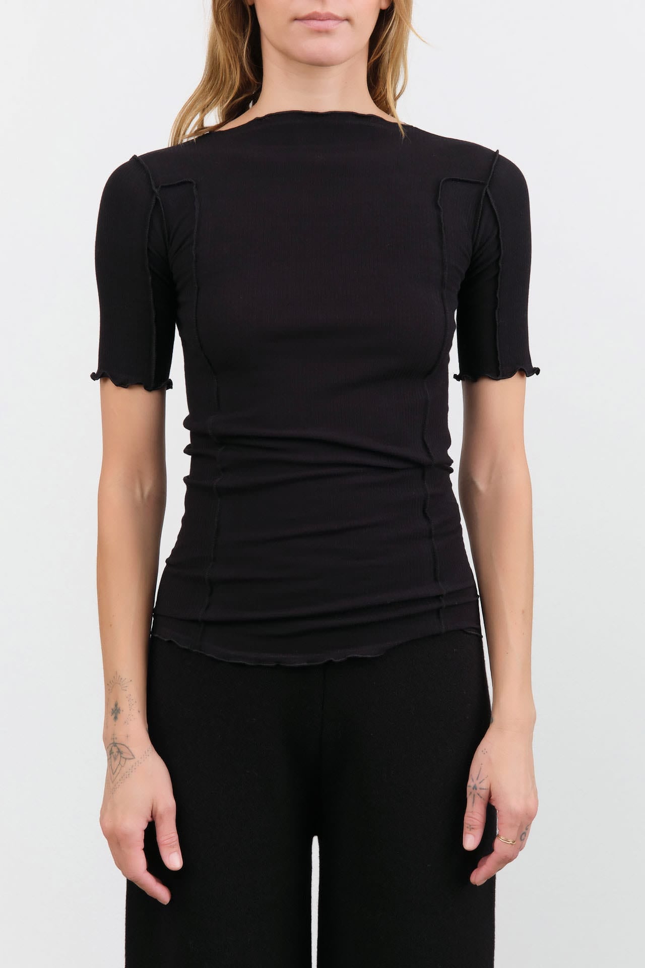 Baserange Apparel Womens Tees Omato 3/4 Tee Shirt in Black