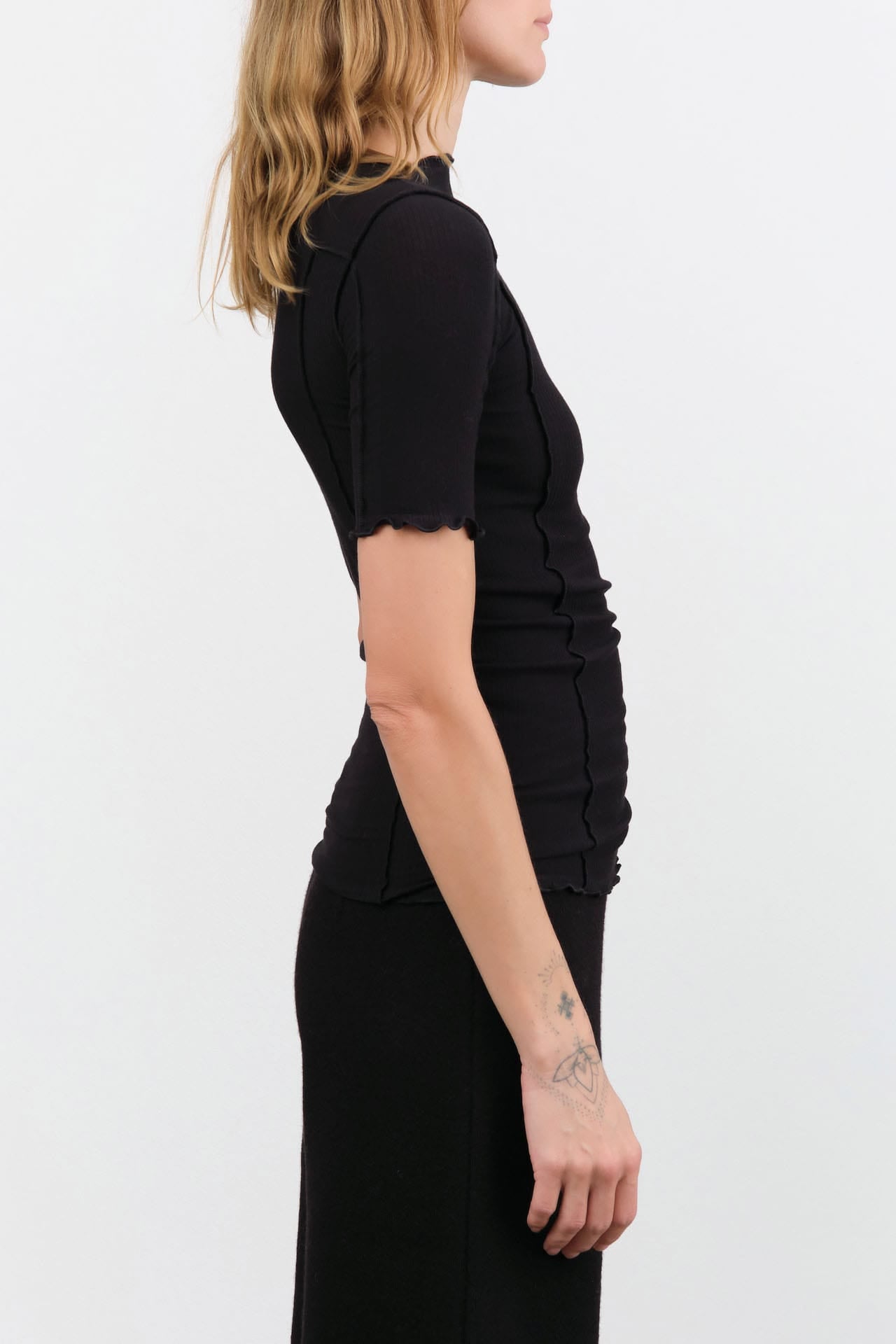 Baserange Apparel Womens Tees Omato 3/4 Tee Shirt in Black