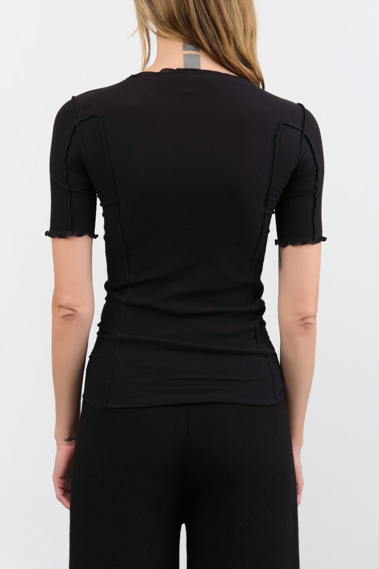Baserange Apparel Womens Tees Omato 3/4 Tee Shirt in Black