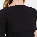 Baserange Apparel Womens Tees Omato 3/4 Tee Shirt in Black