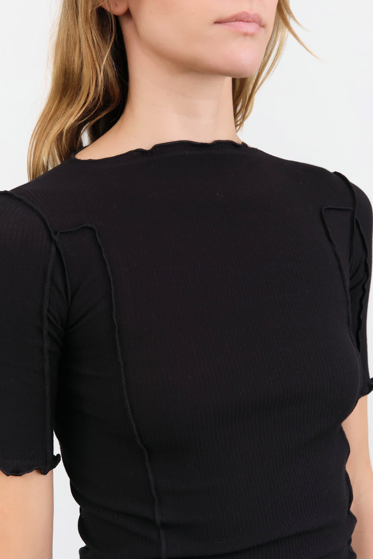 Baserange Apparel Womens Tees Omato 3/4 Tee Shirt in Black