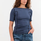 Baserange Apparel Womens Tees Omato 3/4 Tee Shirt in Preston Blue