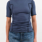 Baserange Apparel Womens Tees Omato 3/4 Tee Shirt in Preston Blue