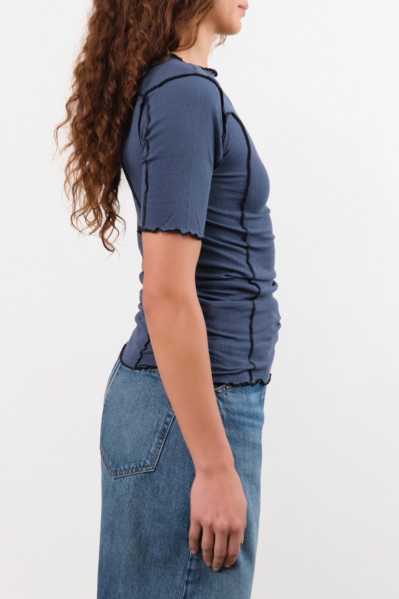 Baserange Apparel Womens Tees Omato 3/4 Tee Shirt in Preston Blue