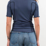 Baserange Apparel Womens Tees Omato 3/4 Tee Shirt in Preston Blue