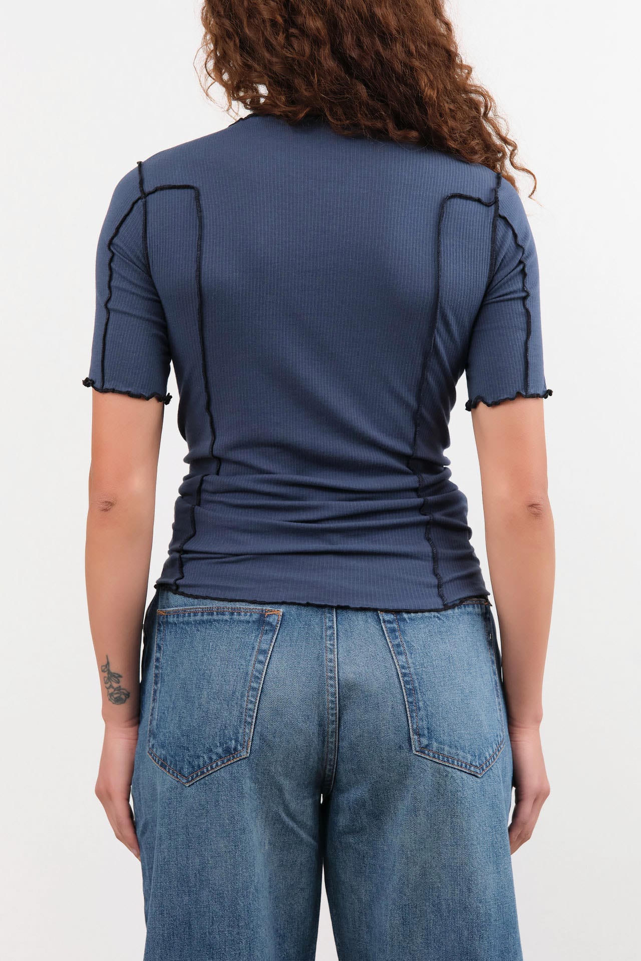 Baserange Apparel Womens Tees Omato 3/4 Tee Shirt in Preston Blue