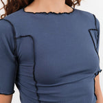 Baserange Apparel Womens Tees Omato 3/4 Tee Shirt in Preston Blue