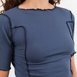 Baserange Apparel Womens Tees Omato 3/4 Tee Shirt in Preston Blue