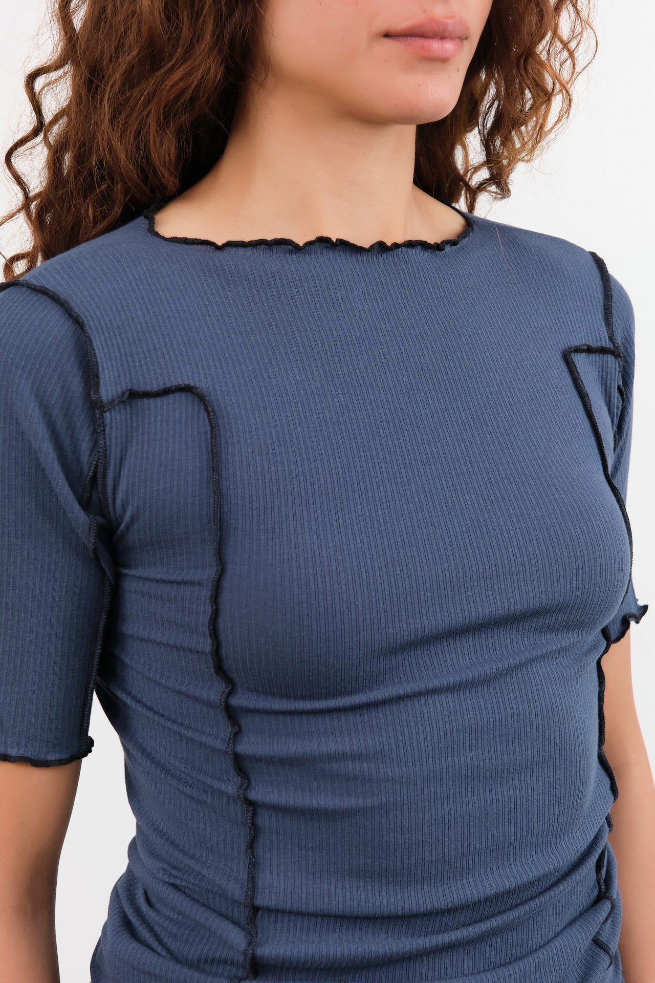 Baserange Apparel Womens Tees Omato 3/4 Tee Shirt in Preston Blue