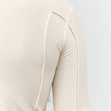 Omato 3/4 Sleeve Fitted Top in Off White by Baserange Designer Brand 