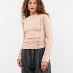 Baserange Apparel Womens Tees Omato Long Sleeve Tee in Beige