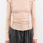Baserange Apparel Womens Tees Omato Long Sleeve Tee in Beige