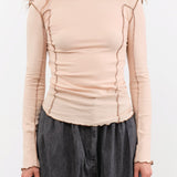 Baserange Apparel Womens Tees Omato Long Sleeve Tee in Beige