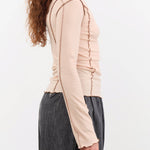 Baserange Apparel Womens Tees Omato Long Sleeve Tee in Beige