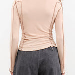 Baserange Apparel Womens Tees Omato Long Sleeve Tee in Beige