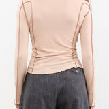 Baserange Apparel Womens Tees Omato Long Sleeve Tee in Beige