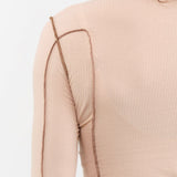 Baserange Apparel Womens Tees Omato Long Sleeve Tee in Beige