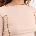 Baserange Apparel Womens Tees Omato Long Sleeve Tee in Beige