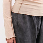 Baserange Apparel Womens Tees Omato Long Sleeve Tee in Beige