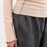 Baserange Apparel Womens Tees Omato Long Sleeve Tee in Beige