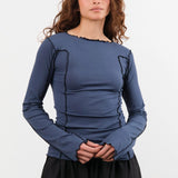 Baserange Apparel Womens Tees Omato Long Sleeve Tee in Preston Blue