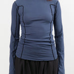 Baserange Apparel Womens Tees Omato Long Sleeve Tee in Preston Blue