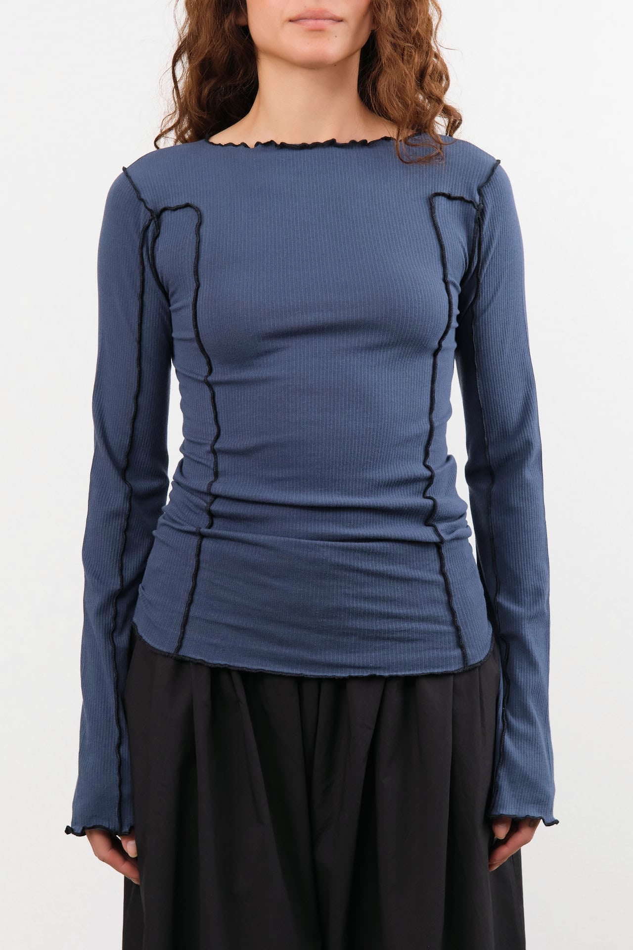 Baserange Apparel Womens Tees Omato Long Sleeve Tee in Preston Blue