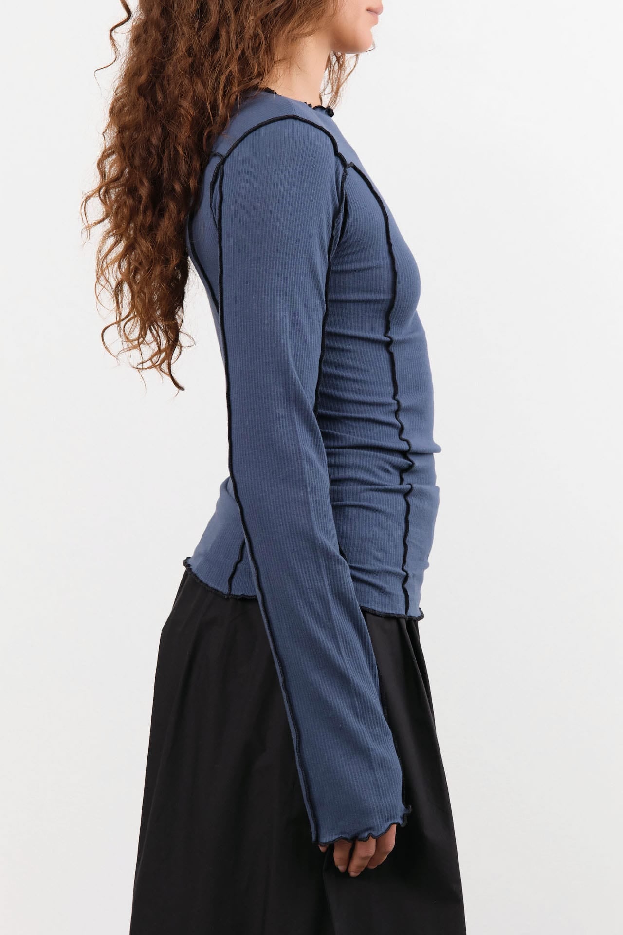 Baserange Apparel Womens Tees Omato Long Sleeve Tee in Preston Blue