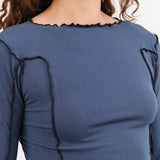 Baserange Apparel Womens Tees Omato Long Sleeve Tee in Preston Blue