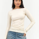 Baserange Omato Long Sleeve Top in Off White