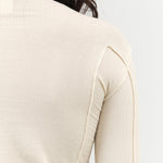 Baserange Designer Brand Off White Cream Omato Long Sleeve Fitted Top with Exposed Seams