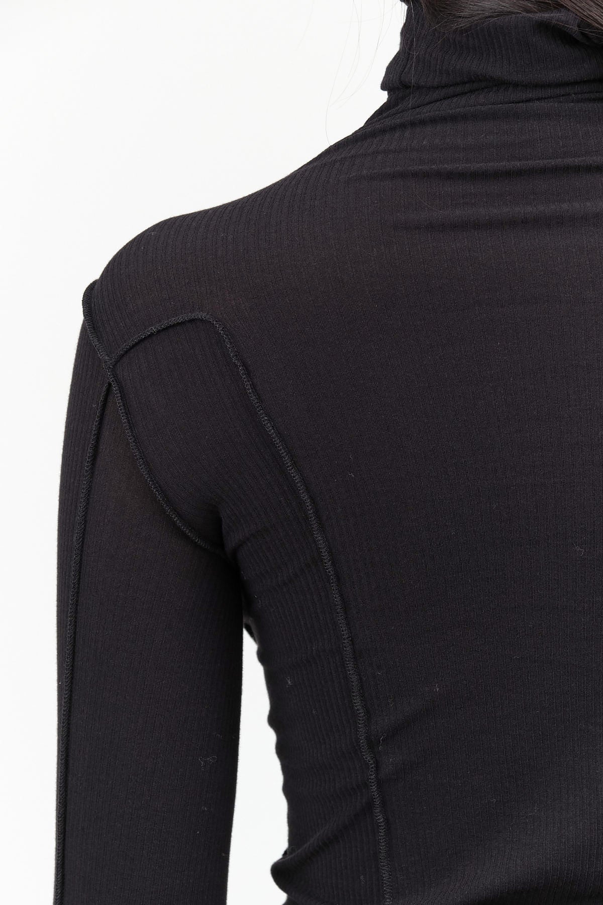 Baserange Designer Brand Long Sleeve Tight Omato Turtleneck Underwear with Exposed Seams in Black