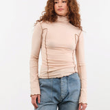 Baserange Apparel Womens Blouses Omato Turtleneck in Beige
