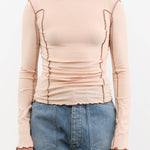 Baserange Apparel Womens Blouses Omato Turtleneck in Beige