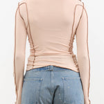 Baserange Apparel Womens Blouses Omato Turtleneck in Beige