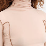Baserange Apparel Womens Blouses Omato Turtleneck in Beige