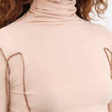 Baserange Apparel Womens Blouses Omato Turtleneck in Beige